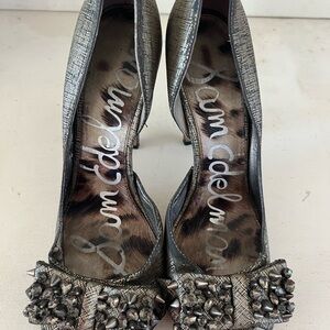 Smoking Hot Sam Edelman Studded Metallic Heels Size 8.5          5” Heels